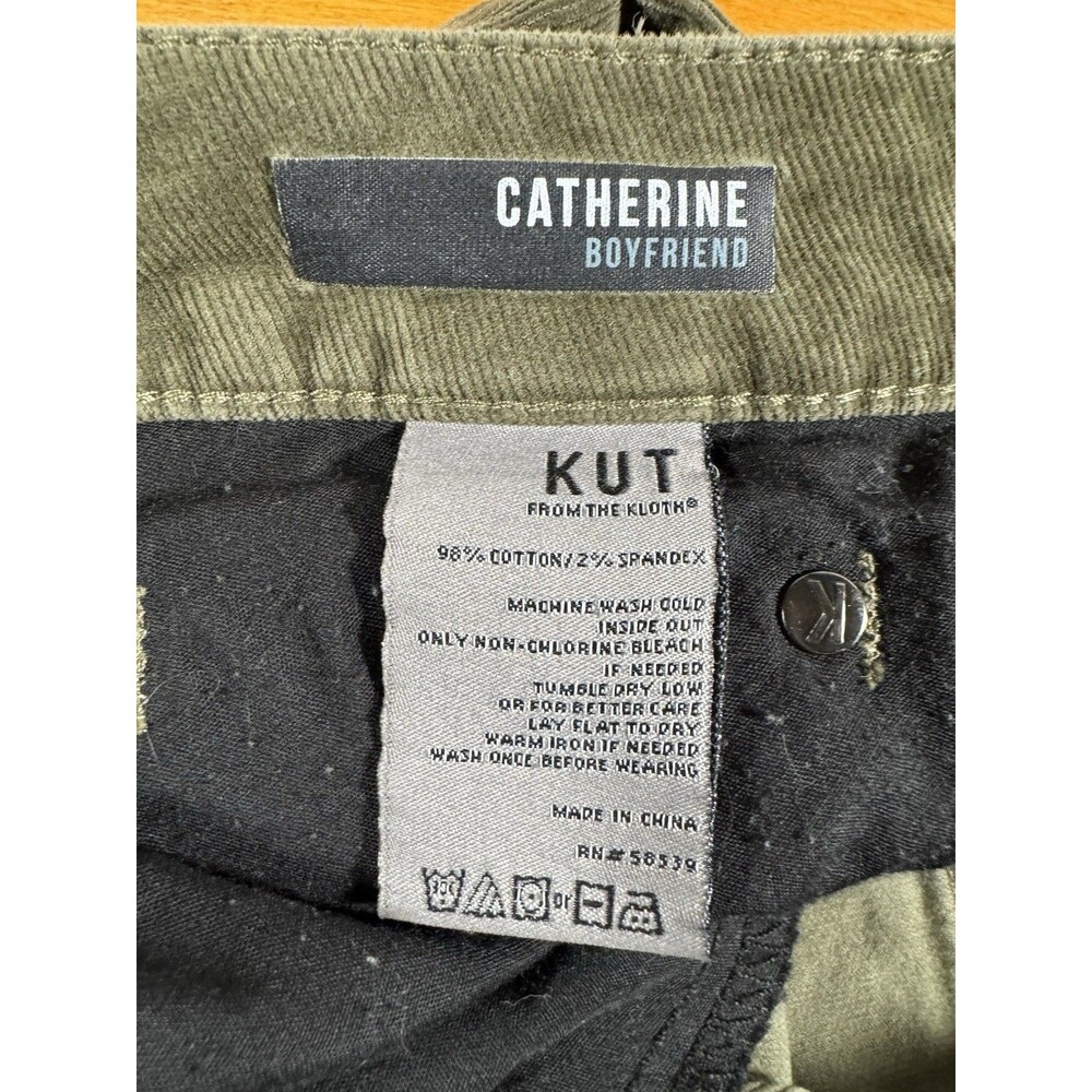 Kut From The Kloth Catherine Boyfriend Corduroy Pants Olive Green Plus 22W Core - Picture 6 of 11